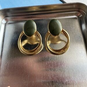 Gold and Olive green vintage earrings